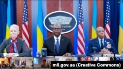 Під час віртуального засідання Контактної групи з оборони України у форматі «Рамштайн». Київ, 22 листопада 2023 року