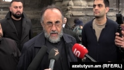 Armenia - Archbishop Mikael Ajapahian talks to reporters in Abovian, May 8, 2024.
