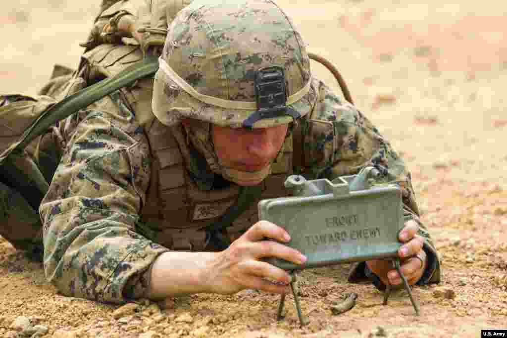 Неустановленное количество противопехотных мин M18A1 Claymore Мины наполнены 700 стальными шариками размером с горошину, окруженными стеной из взрывчатого вещества. При детонации стальные шарики разлетаются быстрее, чем пули из большинства винтовок 