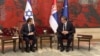 Predsednik Izraela Isak Hercog sa predsednikom Srbije Aleksandrom Vučićem tokom posete Beogradu u septembru 2024. godine. 