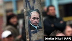 Një foto e presidentit rus, Vladimir Putin gjatë një tubimi elektoral të mbajtur në Mitrovicë të Veriut. Fotografi nga arkivi.