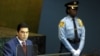 Türkmen prezidenti Gurbanguly Berdimuhamedow BMG-niň Baş Assambleýasynyň 64-nji sessiýasynda çykyş edýär, 23-nji sentýabr, 2009 ý. 