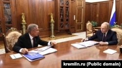 Рустам Минниханов на встрече с Владимиром Путиным. 3 марта 2025 года