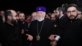 Armenia - Catholicos Garegin II addresses supporters at Yerevan's Zvartnots airport, June 11, 2025.
