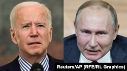 АКШ президенти Жо Байден (солдо) жана Орусия президенти Владимир Путин. Монтаж.