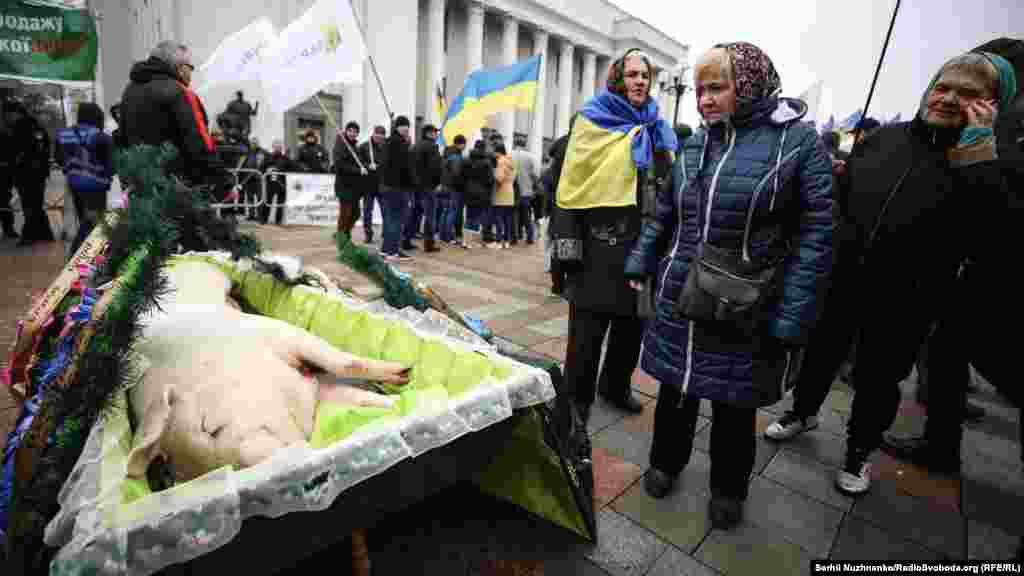 Акція протесту аграріїв проти продажу землі «Ні розпродажу України!» біля Верховної Ради України, Київ, 13 листопада 2019 року ПЕРЕГЛЯНЬТЕ ФОТОГАЛЕРЕЮ